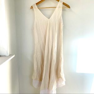 NWT 100% cotton tank top dress with flowing liner cream